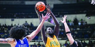 Far Eastern University Tamaraws’ Mo Konateh powers his way past the defense of Ateneo de Manila University Blue Eagles during their UAAP Season 89 men’s basketball encounter at the Smart Araneta Coliseum. Konateh exploded for 29 points and 11 rebounds to lead FEU to a commanding 93-70 victory. UAAP