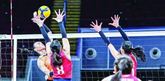 Farm Fresh Foxies’ Trisha Tubu unleashes an attack against the defense of Choco Mucho Flying Titans during their thrilling five-set encounter in the PVL 2026-27 All-Filipino Conference Siklab Series. PVL