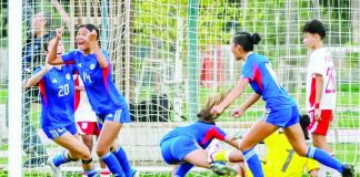 The Philippine Under-17 women’s football team celebrates its third consecutive qualification for the AFC U17 Women’s Asian Cup after completing a perfect Group H campaign with a 3-0 victory over Bangladesh in Uzbekistan. CONTRIBUTED PHOTO