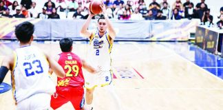 Javi Gomez de Liaño drained six three-pointers and finished with 19 points to power Magnolia Chicken Timplados Hotshots past Rain or Shine Elasto Painters, 107-103, and secure the top seed in Group B of the PBA Governors’ Cup. PBA