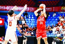San Beda holds off Perpetual for third straight NCAA win San Beda University Red Lions’ Aldous Torculas pulls up for a shot against the defense of University of Perpetual Help Altas’ Rey Maglupay during their NCAA Season 102 men’s basketball encounter at the Playtime Filoil Centre in San Juan. NCAA
