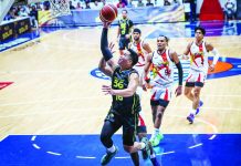 TNT stuns San Miguel with furious second-half rally Roger Pogoy sparked TNT Tropang 5G’s furious second-half comeback, scoring 21 points to lead the Tropang 5G to a 116-98 rout of San Miguel Beermen in the PBA Governors’ Cup. PBA