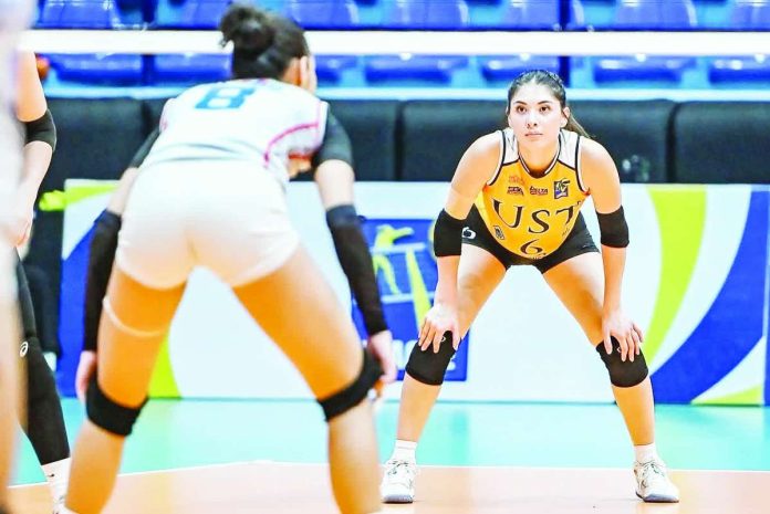 sports_UST_compressed_resized Rookie libero Niña Robles and the University of Santo Tomas Golden Tigresses advance to the 2026 V-League Collegiate Challenge Finals after sweeping Arellano University in the semifinals. V-LEAGUE