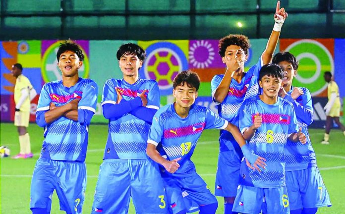 sports_Young_compressed_resized Members of the Philippine Under-15 Men’s National Football Team celebrate their emphatic 8-1 victory over Curacao in the FIFA U15 World Cup and Festival in Baku, Azerbaijan. PFF